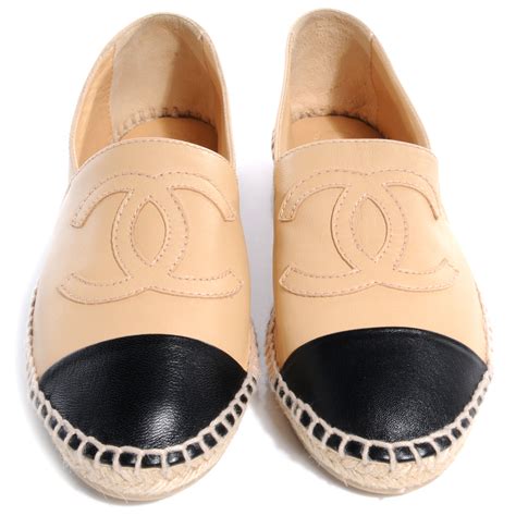 chanel lambskin espadrilles slides|Chanel espadrilles beige and black.